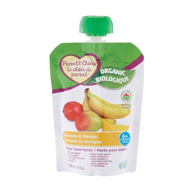 Parent's Choice Organic Banana & Mango Baby Food Purée, 128 mL Walmart.ca